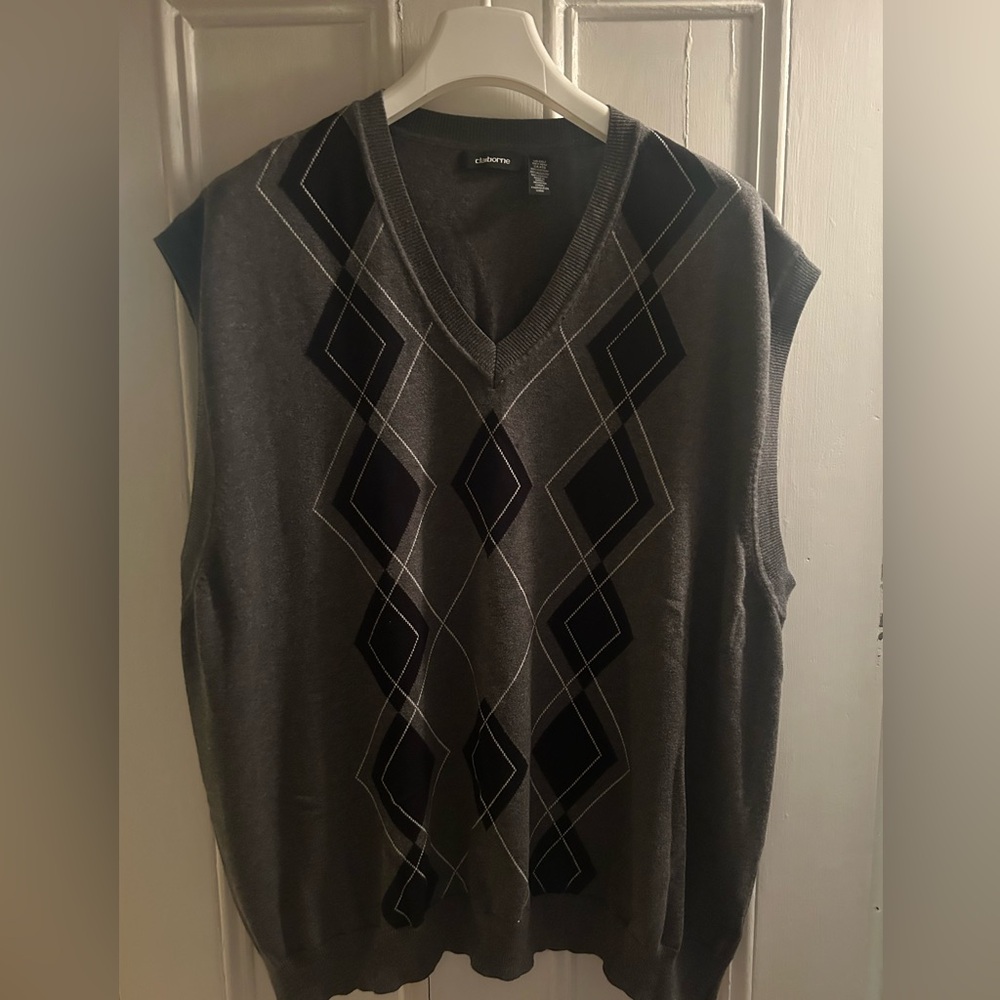 Argyle Sweater Vest - 100% Cotton 4XL